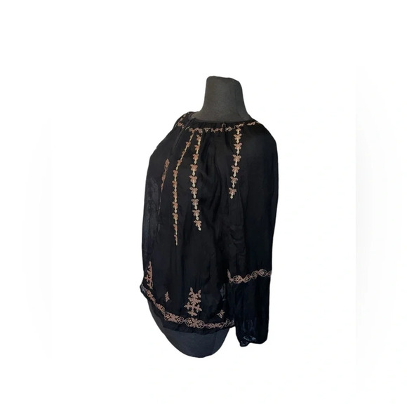 Lucky brand  embroidered bohemian peasant long sleeve Blouse - Picture 3 of 5
